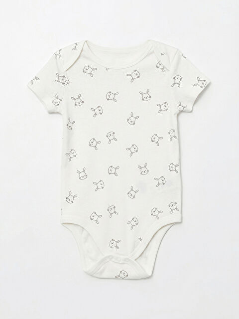 LCW baby Bisiklet Yaka Tavşan Baskılı Kız Bebek Çıtçıtlı Body - S6DN78Z1-LRB