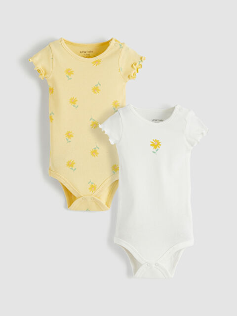 LCW baby Çiçek Baskılı Kız Bebek Çıtçıtlı Body 2'li - S6DN83Z1-LUE