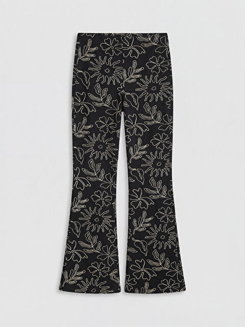 LCW Kids Çiçek Desenli İspanyol Paça Kız Çocuk Tayt - S6DO27Z4-LQJ