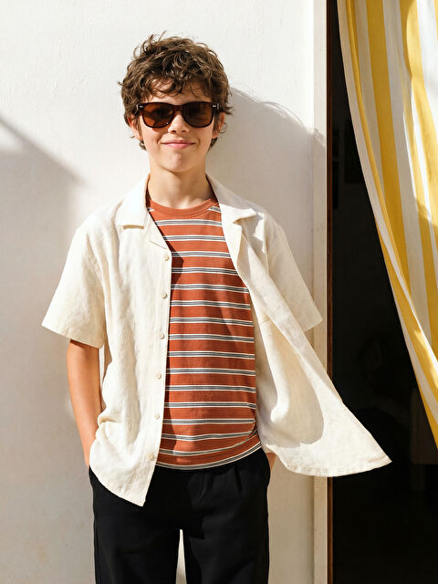 LCW Kids Keten Karışımlı Erkek Çocuk Gömlek