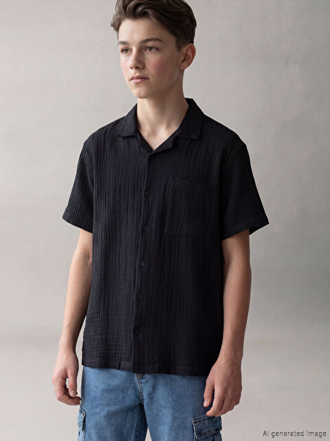 LCW Kids Kısa Kollu Erkek Çocuk Müslin Gömlek