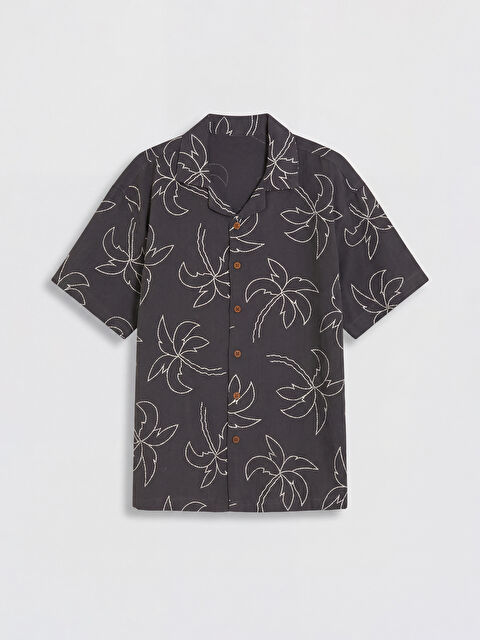 LCW Kids Palmiye Nakışlı Müslin Erkek Çocuk Gömlek