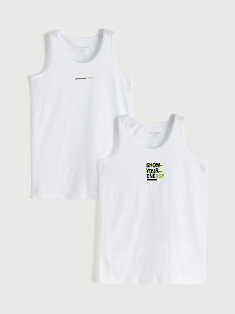 LCW Kids Bisiklet Yaka Baskılı Erkek Çocuk Atlet 2'li - S6DP12Z4-Q6K