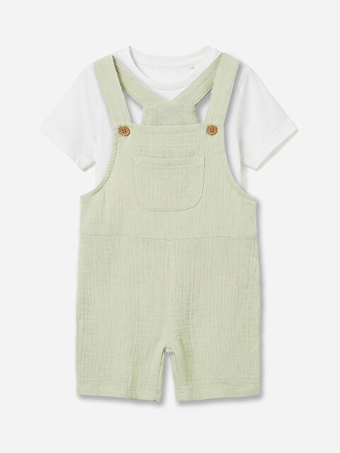 LCW baby Бебешки дънков гащеризон и тениска за момчета