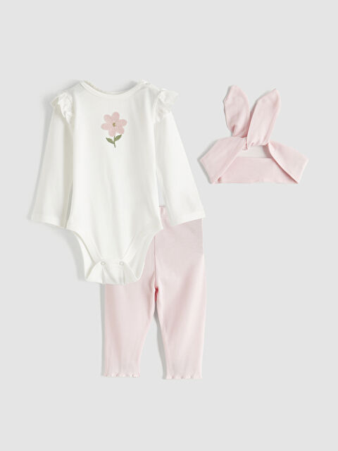 LCW baby Çiçek Baskılı Kız Bebek Takım 3'lü - S6DQ93Z1-FDU