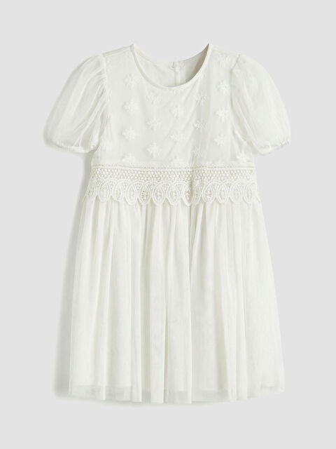 LCW Kids فستان للبنات مزين بالتطريز ومزخرف بكشكشة - S6DR12Z1-R9J