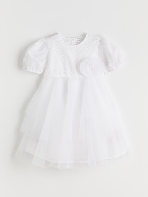 LCW Kids Balloon Sleeve Girls' Tulle Dress - S6DR13Z1-JYX