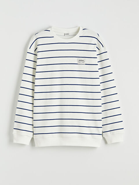 LCW Kids Bisiklet Yaka Çizgili Erkek Çocuk Sweatshirt - S6DR97Z4-LQN