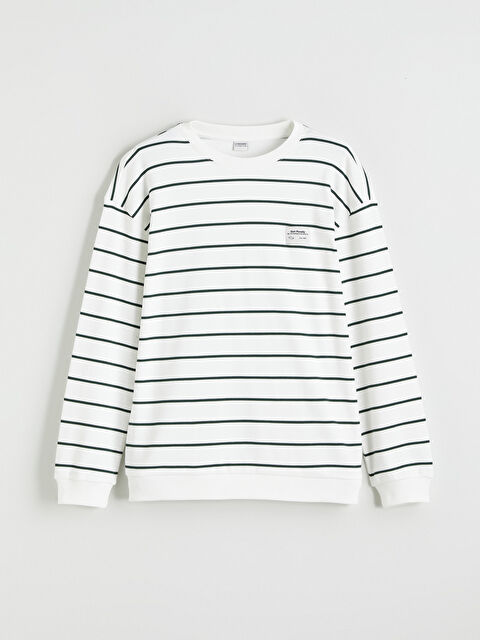 LCW Kids Bisiklet Yaka Çizgili Erkek Çocuk Sweatshirt - S6DR97Z4-LRN