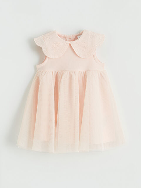 LCW baby Bebe Yaka Tül Detaylı Kız Bebek Elbise - S6DS25Z1-FUT