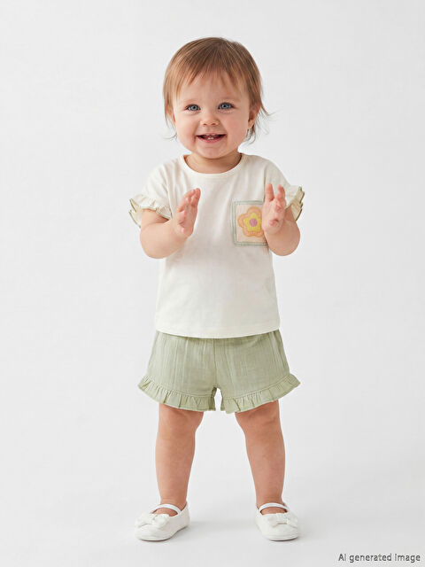 LCW baby Nakışlı ve Fırfır Detaylı Kız Bebek Takım