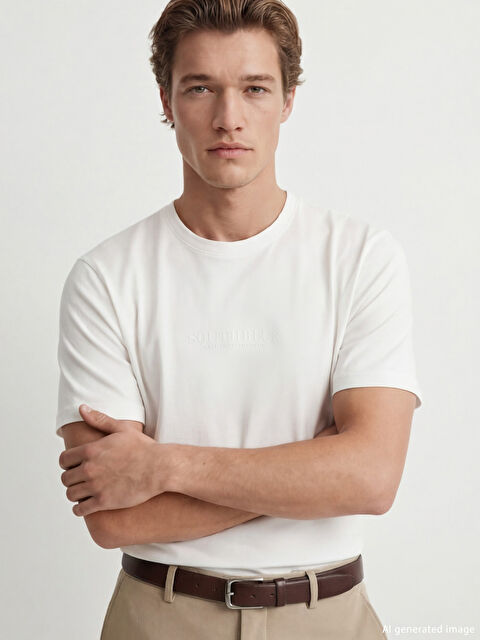 SOUTHBLUE Bisiklet Yaka Baskılı Erkek Penye Tişört - S6DS68Z8-R9J