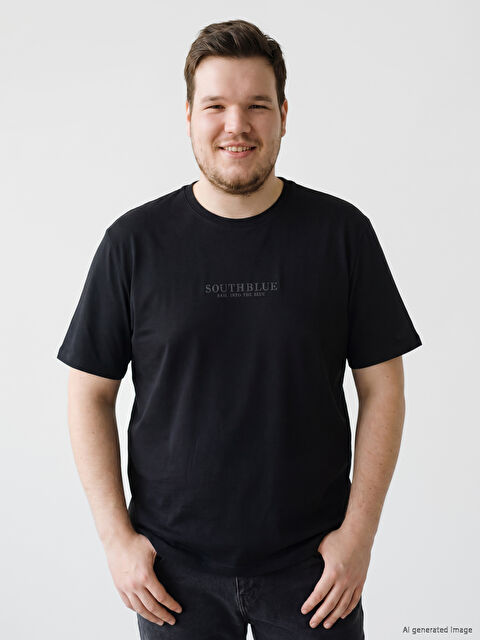 SOUTHBLUE Bisiklet Yaka Baskılı Erkek Penye Tişört