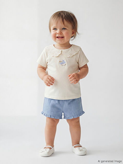 LCW baby Nakışlı Kız Bebek Tişört ve Şort Takım