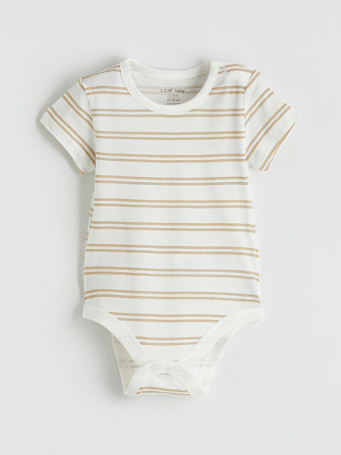LCW baby Bisiklet Yaka Çizgili Erkek Bebek Çıtçıtlı Body