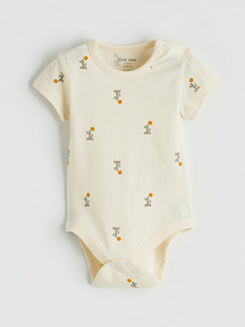 LCW baby Bisiklet Yaka Desenli Erkek Bebek Çıtçıtlı Body