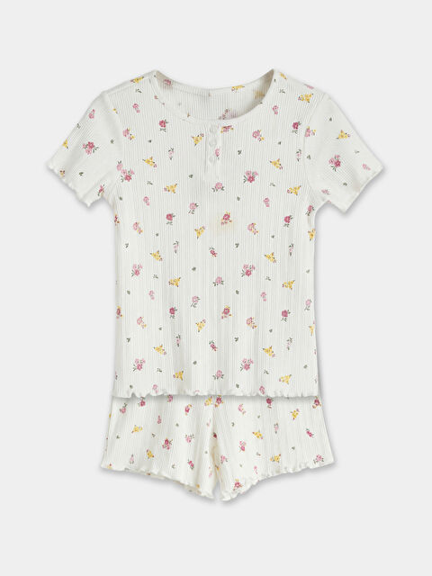 LCW Kids Crew Neck Printed Girls' Shortie Pyjamas Set - S6DT91Z1-LRA