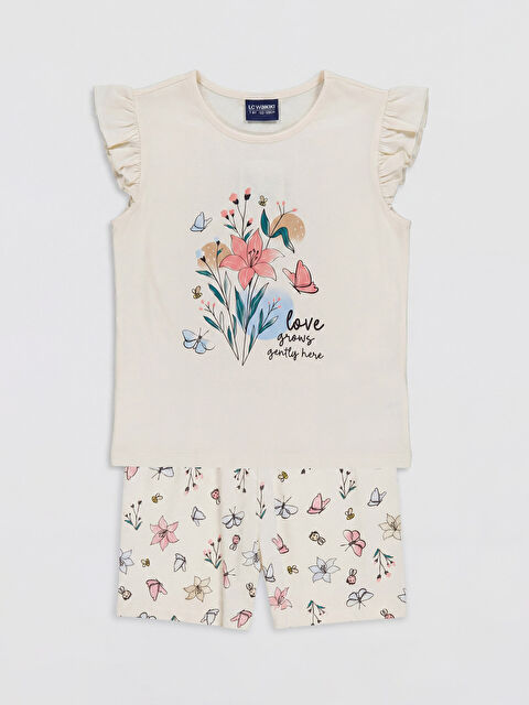 LCW Kids Bisiklet Yaka Kız Çocuk Şortlu Pijama Takımı