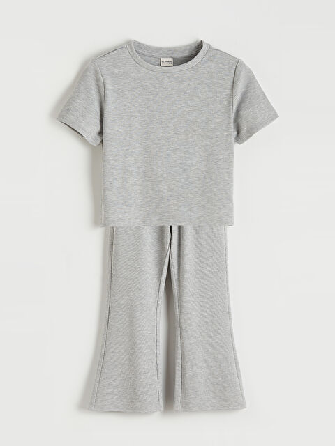 LCW Kids Girls' Ribbed T-shirt and Leggings