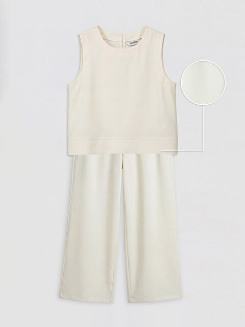 LCW Kids Keten Karışımlı Kız Çocuk Pantolon ve Bluz