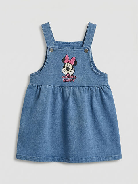 LCW baby Minnie Mouse Nakışlı Askılı Kız Bebek Elbise