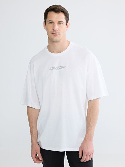 LCW ECO Plus Size Crew Neck Printed Cotton Men's T-Shirt - S6DU67Z8-VC4