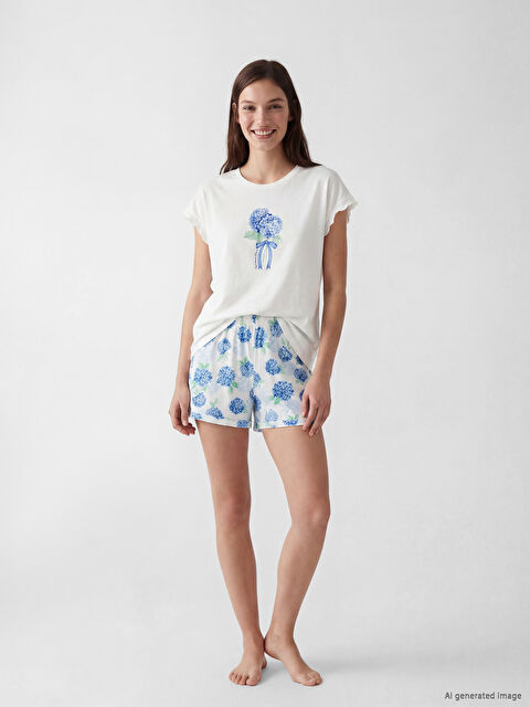 LCW DREAM Çiçekli Kadın Şortlu Pijama Takımı