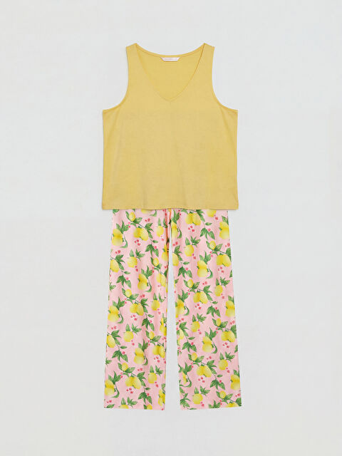 LCW DREAM V Yaka Desenli Kadın Pijama Takımı