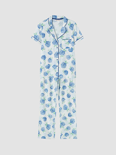 LCW DREAM Gömlek Yaka Çiçekli Kadın Pijama Takım