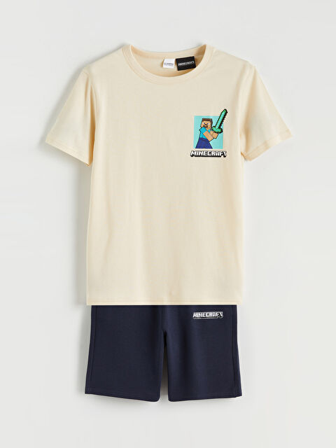 LCW Kids Minecraft Baskılı Erkek Çocuk Tişört ve Şort - S6DY33Z4-FT0