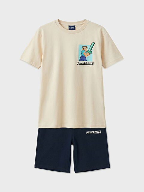 LCW Kids Minecraft Baskılı Erkek Çocuk Tişört ve Şort - S6DY50Z4-FT0