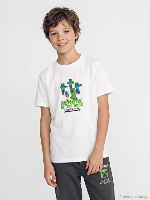 LCW Kids Minecraft Baskılı Erkek Çocuk Tişört - S6DY55Z4-R9J