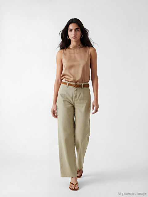 LCW Jeans Beli Kemerli Wideleg Kadın Jean Pantolon - S6EA86Z8-GC8