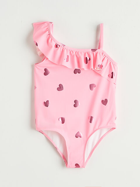 LCW Kids Fırfırlı Kalp Desenli Kız Çocuk Mayo