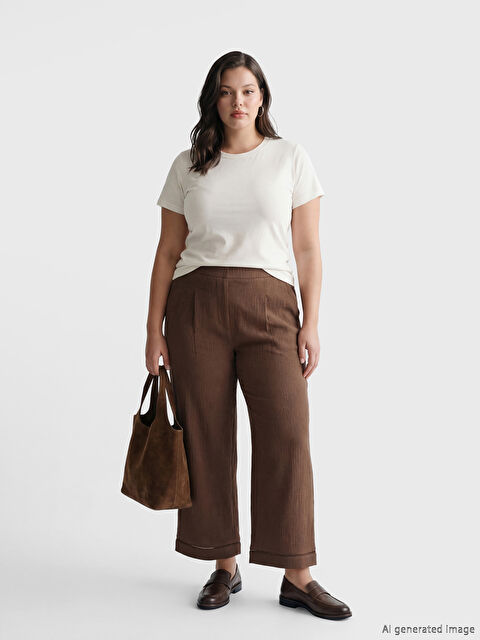 LCW Vision Elastic Waist Women's Muslin Trousers