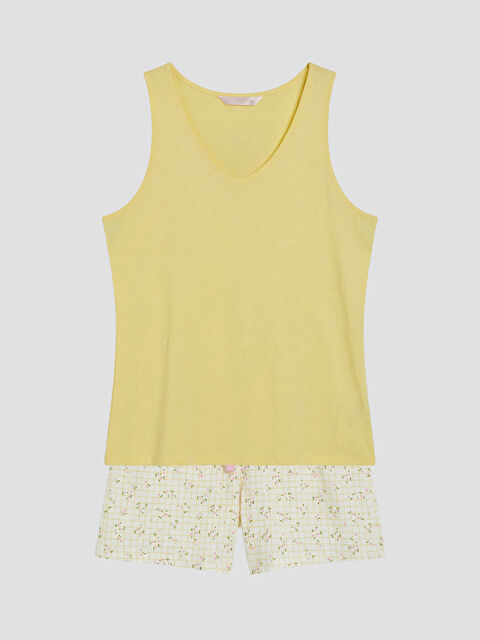 LCW DREAM V Yaka Desenli Kadın Şortlu Pijama Takımı