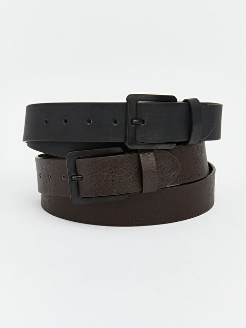 LCW ACCESSORIES Deri Görünümlü Erkek Kemer 2'li - S6ED02Z8-CVL