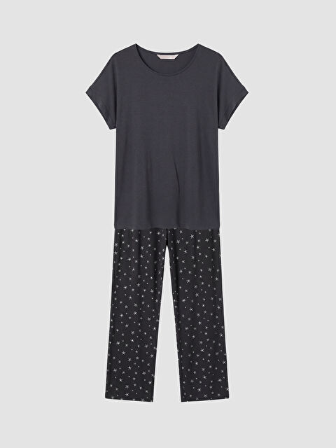 LCW DREAM Bisiklet Yaka Baskılı Kadın Pijama Takımı