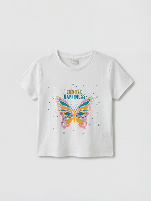 LCW ECO Crew Neck Short Sleeve Printed Girls' T-Shirt - S6ED49Z4-J5F