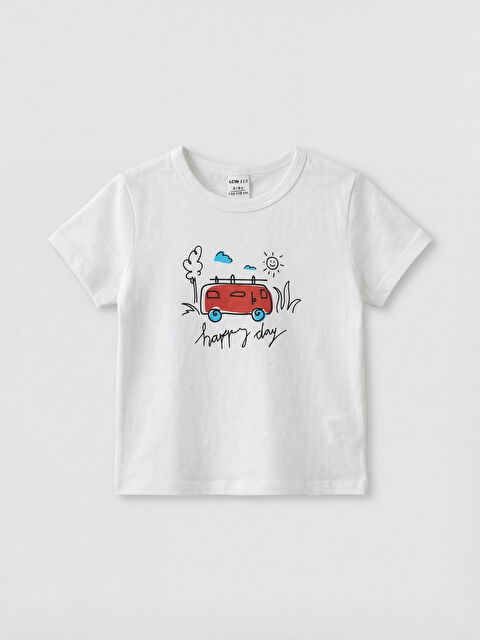 LCW ECO Μπλουζάκι με στρογγυλή λαιμόκοψη με στάμπα για αγόρια - S6ED68Z1-J5F