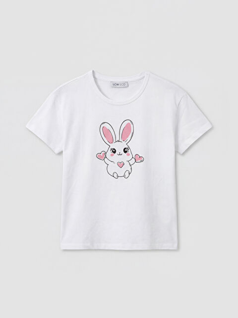 LCW ECO Girl WHITE T-Shirt - S6ED84Z1-J5F