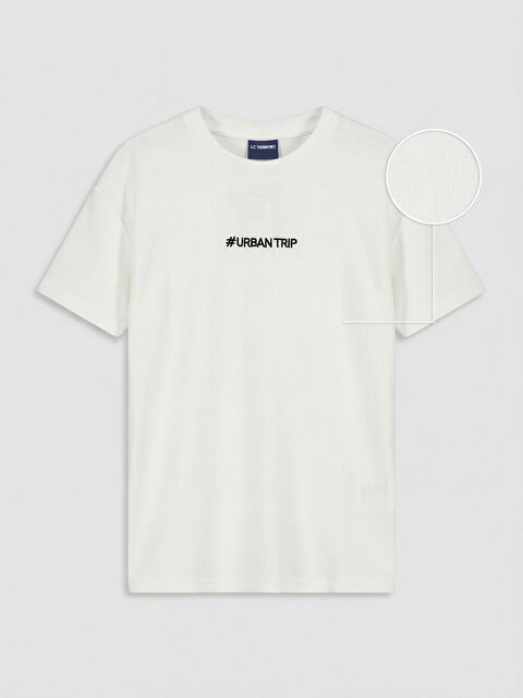 LCW Kids Bisiklet Yaka Yazı Nakışlı Erkek Çocuk Tişört - S6EE16Z4-R9J