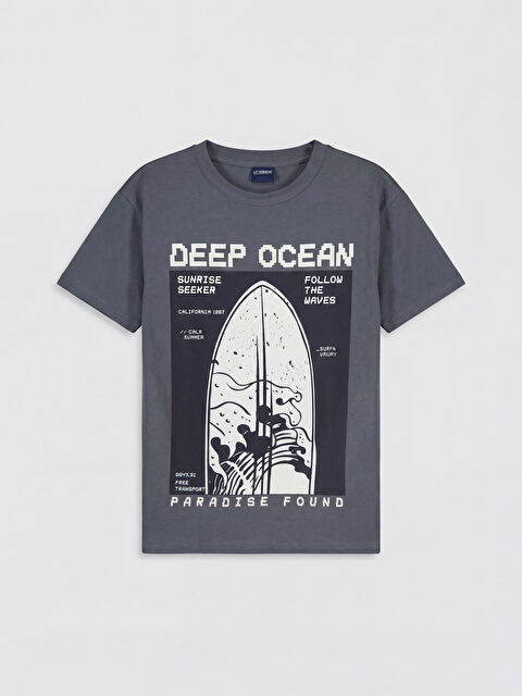 LCW Kids Bisiklet Yaka Baskılı Erkek Çocuk Tişört