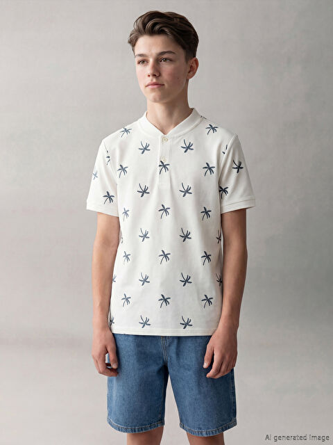 LCW Kids Hakim Yaka Desenli Erkek Çocuk Tişört