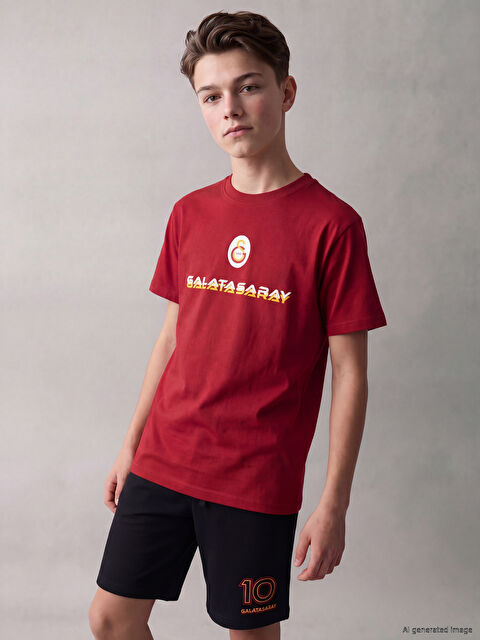 LCW Kids Bisiklet Yaka Galatasaray Baskılı Erkek Çocuk Tişört