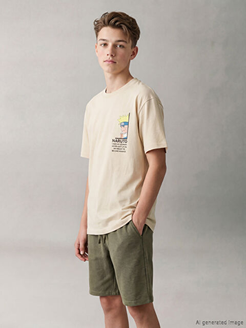 LCW Kids Bisiklet Yaka Naruto Baskılı Erkek Çocuk Tişört