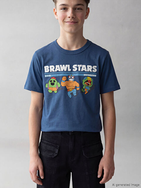 LCW Kids Bisiklet Yaka Brawl Stars Baskılı Erkek Çocuk Tişört