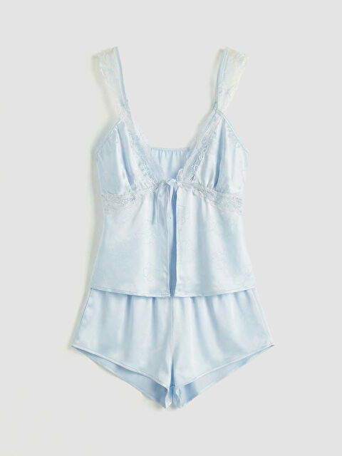 LCW DREAM Dantel Detaylı Saten Kadın Şortlu Pijama Takımı