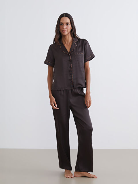 LCW DREAM Gömlek Yaka Saten Kadın Pijama Takım - S6EF71Z8-JR3