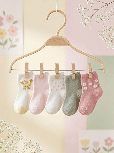 LCW baby Baby Girl Bootie Socks 5-Pack